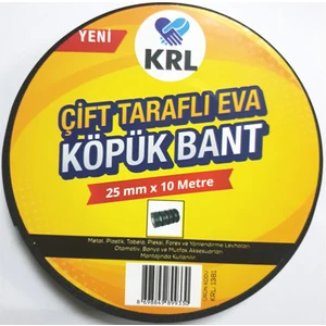 Yeşil-Siyah Çift Taraflı Eva Köpük Bant 25Mm X 10 Mt