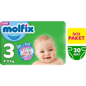 Bebek Bezi 3 Beden Midi İkiz Paket 30 Adet