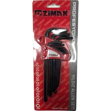 Zimak 9 Parça Yıldız Tork Alyan Takımı 180 mm Uzun Fiyatı