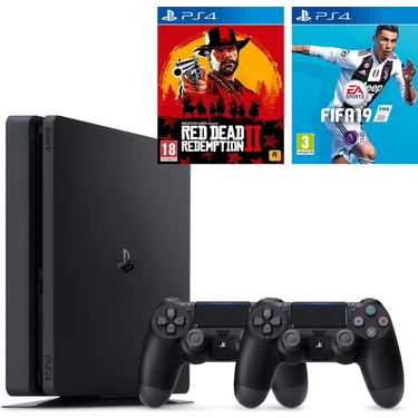 Sony PS4 Slim 500 GB Oyun Konsolu + PS4 Red Dead Redemption 2 + PS4 Fifa 19 Türkçe + 2.