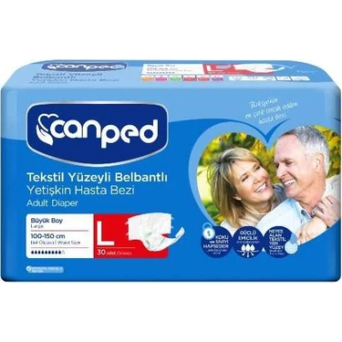 Canped Tekstil Yüzeyli Belbantlı Yetişkin Hasta Bezi Large