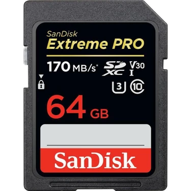 Sandisk Extreme Pro 64GB SDXC Card 170MB/s V30 UHS-I U3 Hafıza Kartı