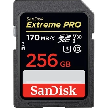 Sandisk Extreme Pro 256GB SDXC Card 170MB/s V30 UHS-I U3 Hafiza Kartı