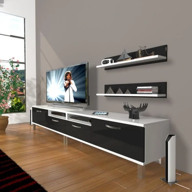 Decoraktiv Eko 220R Mdf Krom Ayaklı Tv Ünitesi Tv Sehpası Beyaz