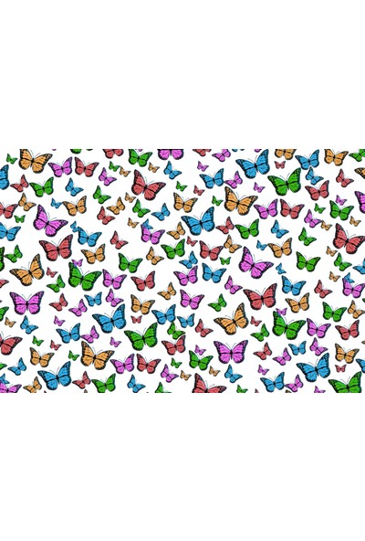 Yaylera Renkli Kelebekler Temalı Dekoratif Kanvas Tablo 50*70 cm