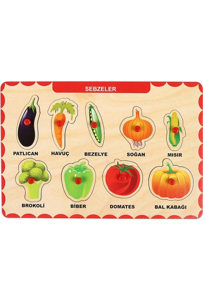 Maketçiniz Ahşap Tutmalı Eğitici Yapboz Sebzeler