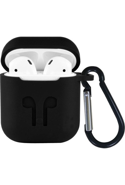 Tonmeister MAKT Apple Airpods Silikon Kılıf ve Kulaklık Askısı Siyah