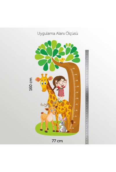 Yapıştırrco Zürafa Ve Arkadaşları Boy Ölçer Duvar Stickerı