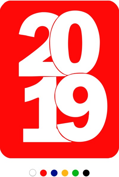 New Jargon Yılbaşı Süslemeleri 2019 Yazısı Sticker Çıkartma - Kırmızı