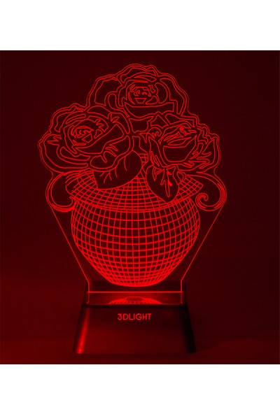 3D Light Saksılı Çiçek 3D Lamba