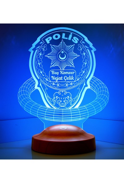 Sevgi Lambası Polis Hediyesi Kişiye Özel 3D Polis Led Lamba