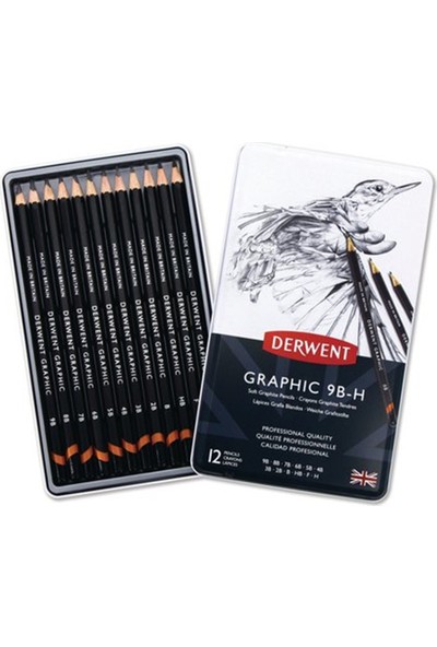 Derwent Graphic Pencil Soft 12'Li Teneke Kutu Sketching
