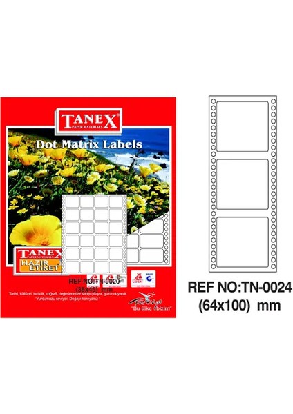 64X100 Mm Bilgisayar Etiketi