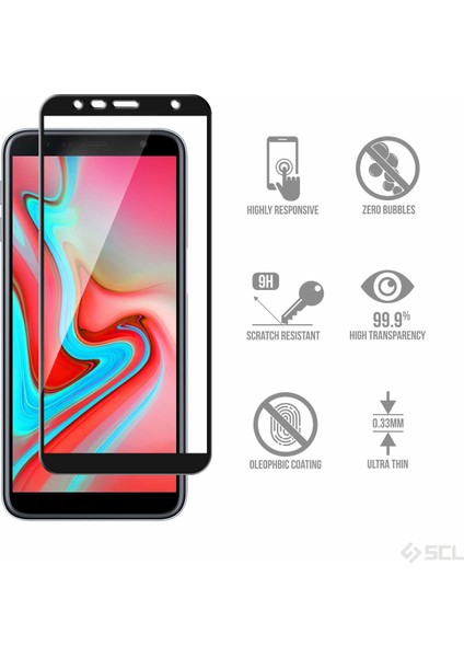 Samsung Galaxy J4 Core Tam Kaplayan Temperli Cam Ekran Koruyucu Siyah