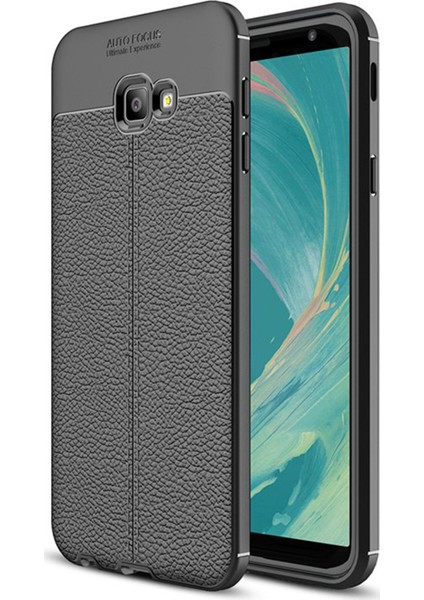 Samsung Galaxy J4 Core Kılıf Deri Dokulu Silikon Siyah