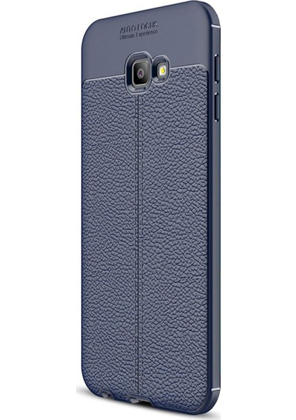 Samsung Galaxy J4 Core Kılıf Deri Dokulu Silikon Lacivert