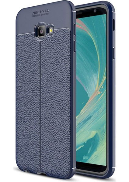 Samsung Galaxy J4 Core Kılıf Deri Dokulu Silikon Lacivert