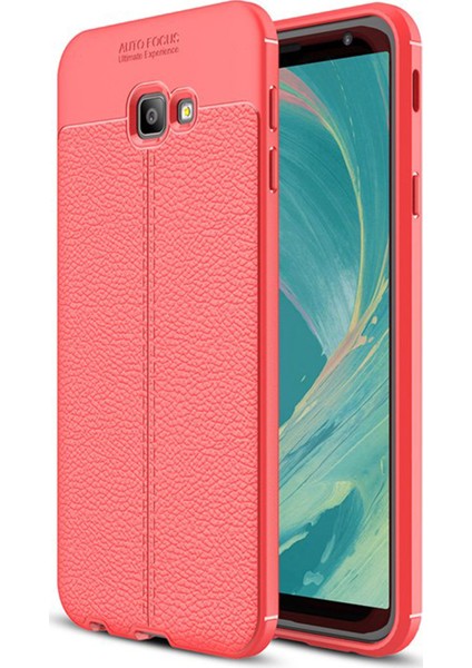 Samsung Galaxy J4 Core Kılıf Deri Dokulu Silikon Kırmızı