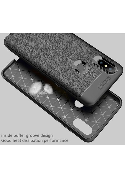 Xiaomi Mi Mix 3 Kılıf Deri Dokulu Silikon Lacivert