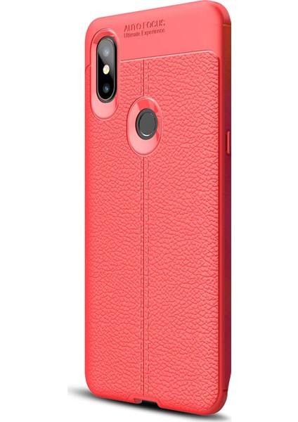 Xiaomi Mi Mix 3 Kılıf Deri Dokulu Silikon Kırmızı