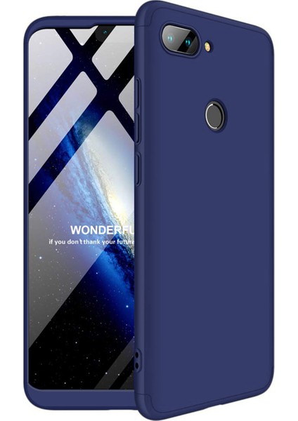 Xiaomi Mi 8 Lite Kılıf Double Dip 360 Protective Lacivert