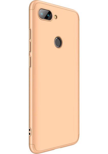 Xiaomi Mi 8 Lite Kılıf Double Dip 360 Protective Gold