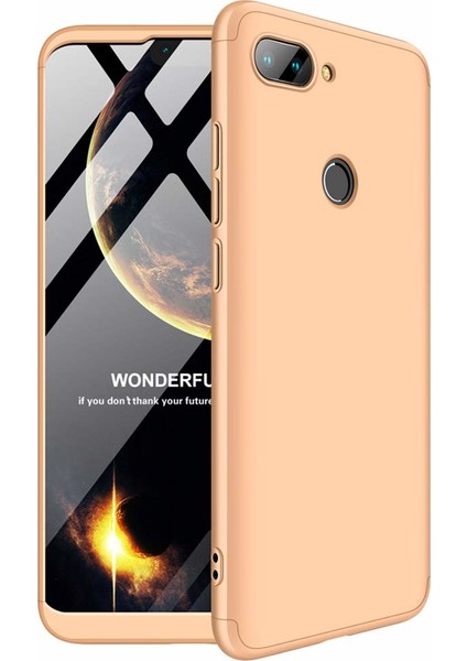 Xiaomi Mi 8 Lite Kılıf Double Dip 360 Protective Gold