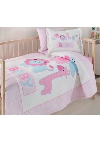 Pink Animals Bebek Pikeli Nevresim Takımı
