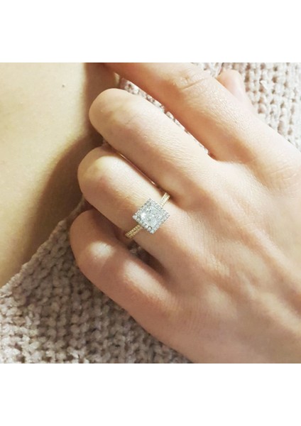 Altın Tektaş Yüzük Kare Baget Taşlı fiyatları