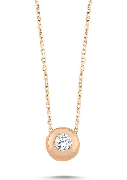 Rose Altın Tektaş Kolye 0.10 Karat BK545233
