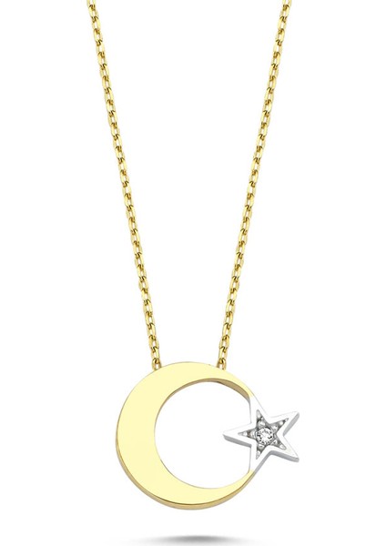 Altın Ayyıldız 1.20 cm Kolye CH08651-543
