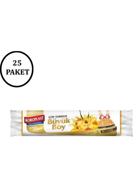 Koku Hapsetme Vanilya Büzgülü Büyük Çöp Torbası (25 Paket)