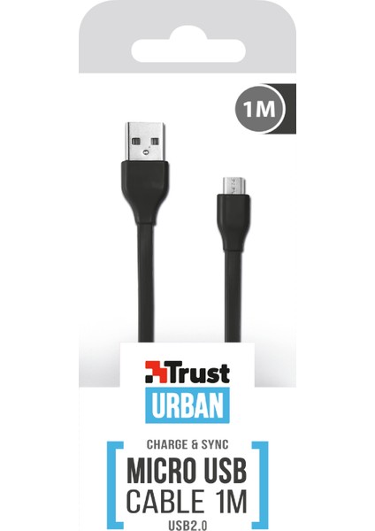 Trust 20135 Urban Flat Micro USB Kablo 1m -Siyah