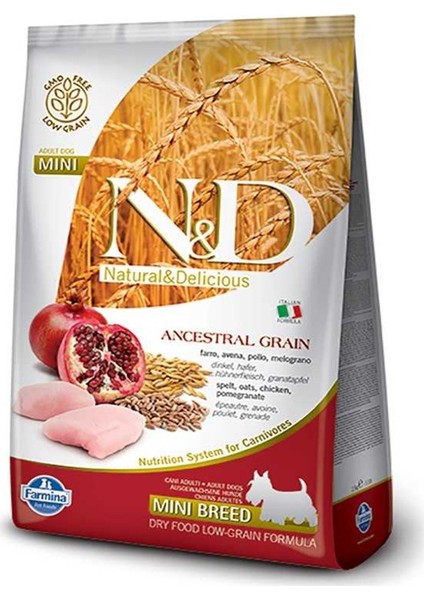 N-D Düşük Tahıllı Tavuklu Ve Narlı Küçük Irk Yetişkin Köpek Maması 7 Kg