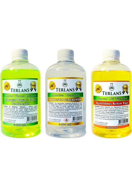 Yağlı Boya Seti Yardımcı Malzemeler 3 x 500 ml