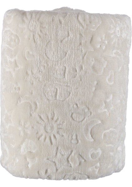 Kutulu Peluş Battaniye Krem