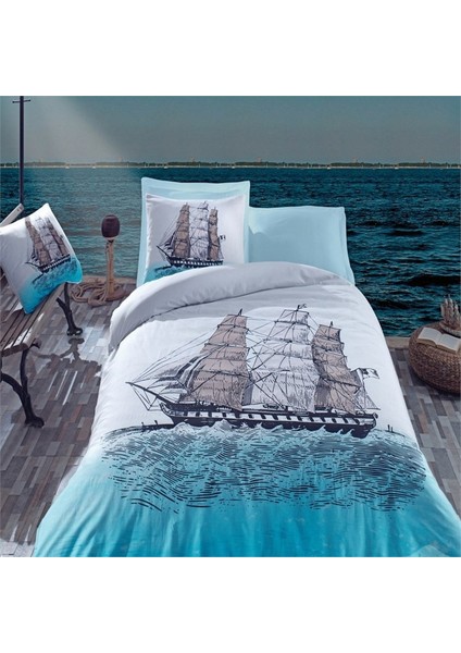 Maritime Ranforce Nevresim Takımı Shıp Mavi Tek Kişilik