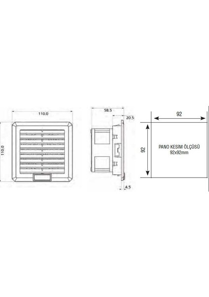 100 M3 /H - Ip54 160X160X69 Filtreli Fan Klemens Bağlantı modelleri