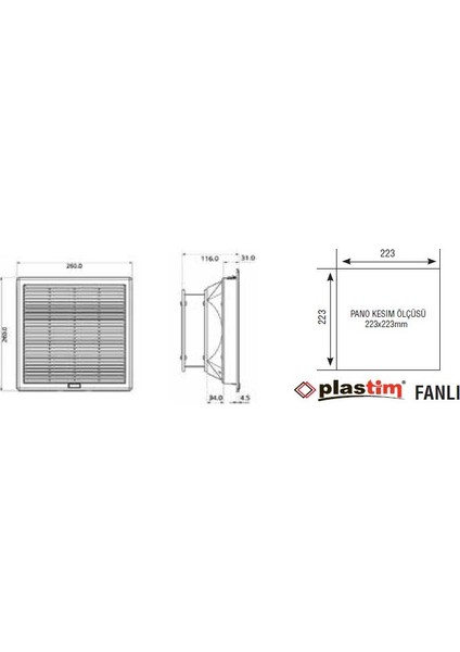 240 M3 /H - Ip54 260X260X116 Filtreli Fan modelleri