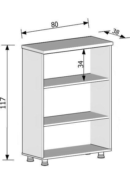 Modüler Dünyası Kitaplık Dosya Dolabı Teak - 80X38X117