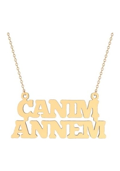Canım Annem Yazılı Zincirli Altın Kolye