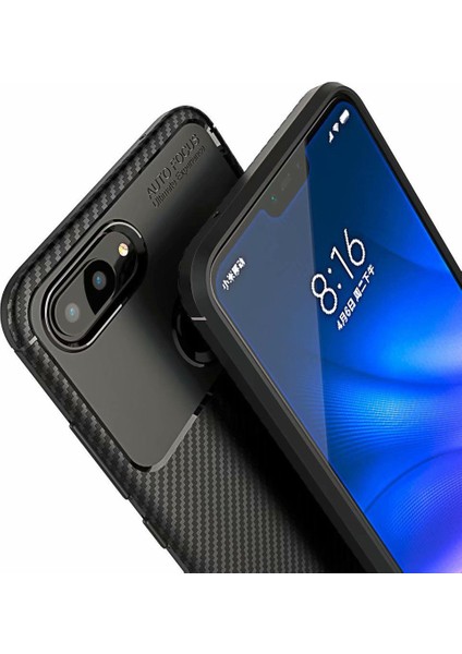 Xiaomi Mi 8 Lite Kılıf Silikon Negro Karbon Darbe Emici (Kahverengi)