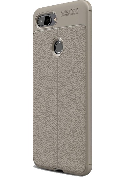 Xiaomi Mi 8 Lite Kılıf Silikon Özel Karbon Niss Deri Görünümlü (Füme)
