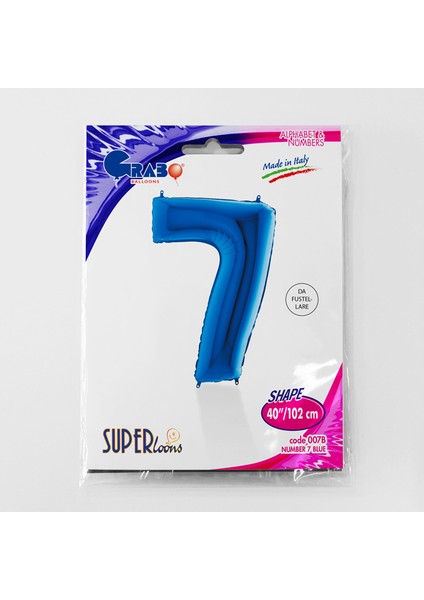GRABO 7 Rakam Mavi Folyo Balon 40"