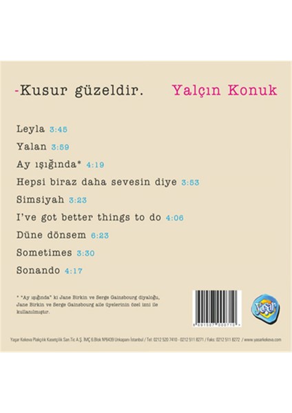 Yalçın Konuk - Kusur Güzeldir Cd