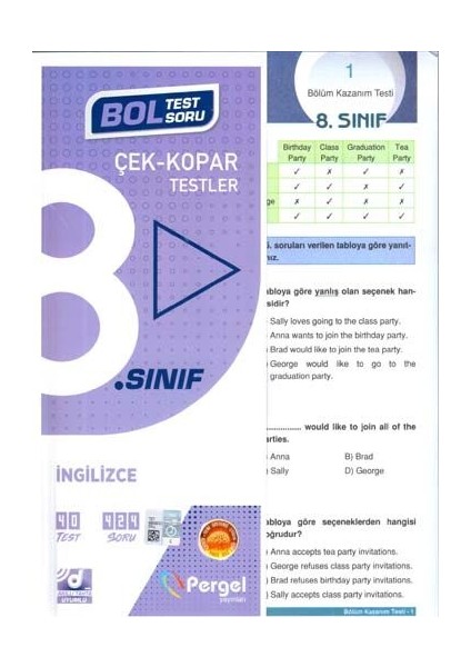 8. Sınıf İngilizce Çek Kopar Testler