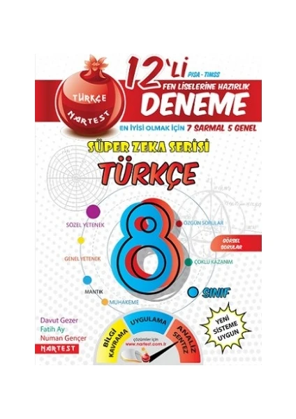 Nartest Yayınevi 8. Sınıf Nar Türkçe 12 Deneme Sınavı (7 Sarmal + 5 Genel)