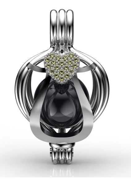 Citrine Tek Kalp Kolye Seti 9-10 Mm Tahiti Aa Kalite