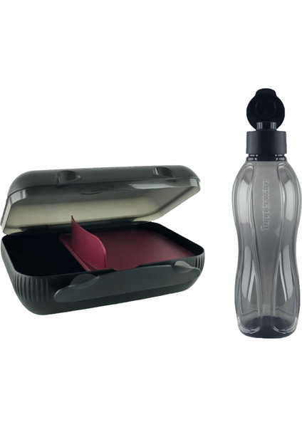 Siyah Beslenme Kutusu ve Eko Şişe Siyah 1 Litre