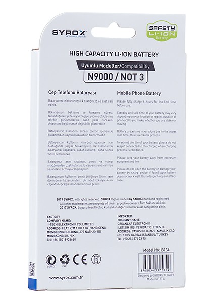 Galaxy Note 3 Batarya 3200 mAh